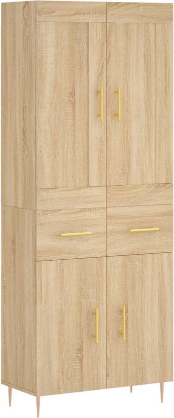 vidaXL Hoge kast 69,5x34x180 cm bewerkt hout sonoma eikenkleurig