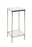 HAKU Bloemzuil messing, Metaal, spiegel 5 mm - Maat: B 28 cm x H 66 cm x D 28 cm, Stijl: Art Deco