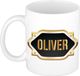 Bellatio Decorations Naam cadeau mok - Oliver - Zwart - Keramiek - 300 ml