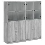 VidaXL Boekenkast met deuren, grijs Sonoma, 136x37x142 cm, houtvezel