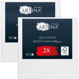 Artina Akademie – Set van 2 Schilderdoeken Canvas 80x80 cm – Spieraam van FSC® Hout – Wit Canvas 100% Katoen – 280 g/m