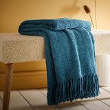 Appletree Loft Chenille Throw - Getextureerde Throw - 130 x 180cm in Teal