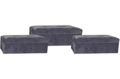 Home Decor Dkd voetensteun - Grijs - Polyester - MDF - 3 stuks