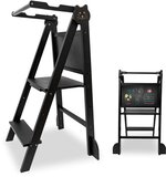 Oemmie Leertoren - Opvouwbaar - Learning Tower - Montessori Leertoren met Krijtbord - Leertoren keukenhulp - Leer Toren - Opstapje - Kindertrapje - Zwart