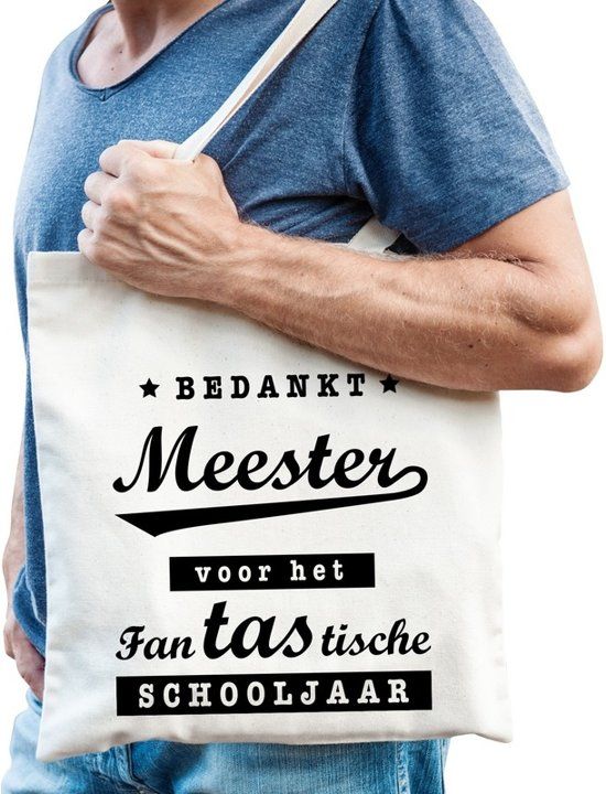 Shoppartners Bedankt meester katoenen tas - Meester / juffen dag einde schooljaar