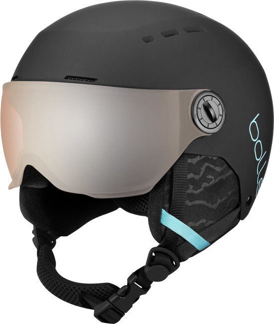 Bollé Unisex Youth Quiz Vizier Skihelm, Mat Zwart & Blauw, 49-52 cm