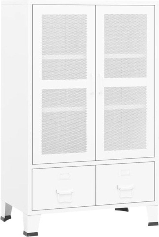 vidaXL Opbergkast Industrieel Metaal Wit 70x40x115 cm