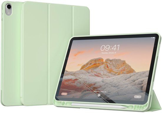 Accezz Tablet Hoes - Geschikt voor Apple iPad Air 5 (2022) / Air 4 (2020) / Air 11 inch (2026) M4 / Air 11 inch (2025) M3 / Air 11 inch (2024) M2 - Smart Silicone Bookcase - Lichtgroen