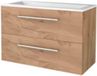 Basic Line Start 46 Badkamermeubelset - 100 x 46 cm - Met Grepen - 2 Lades - Acryl Wastafel - Zonder Kraangat - Whisky Oak