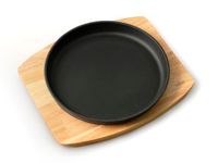 H&H Piastra da portata in ghisa con base in legno chiaro forma rotonda 22 cm