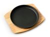 H&H Piastra da portata in ghisa con base in legno chiaro forma rotonda 22 cm