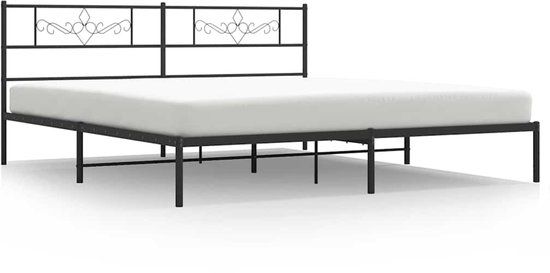 vidaXL Bedframe met hoofdbord metaal zwart 183x213 cm