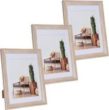 Home & Styling 3x stuks kunststof fotolijst met hout look geschikt voor een foto van 15 x 20 cm