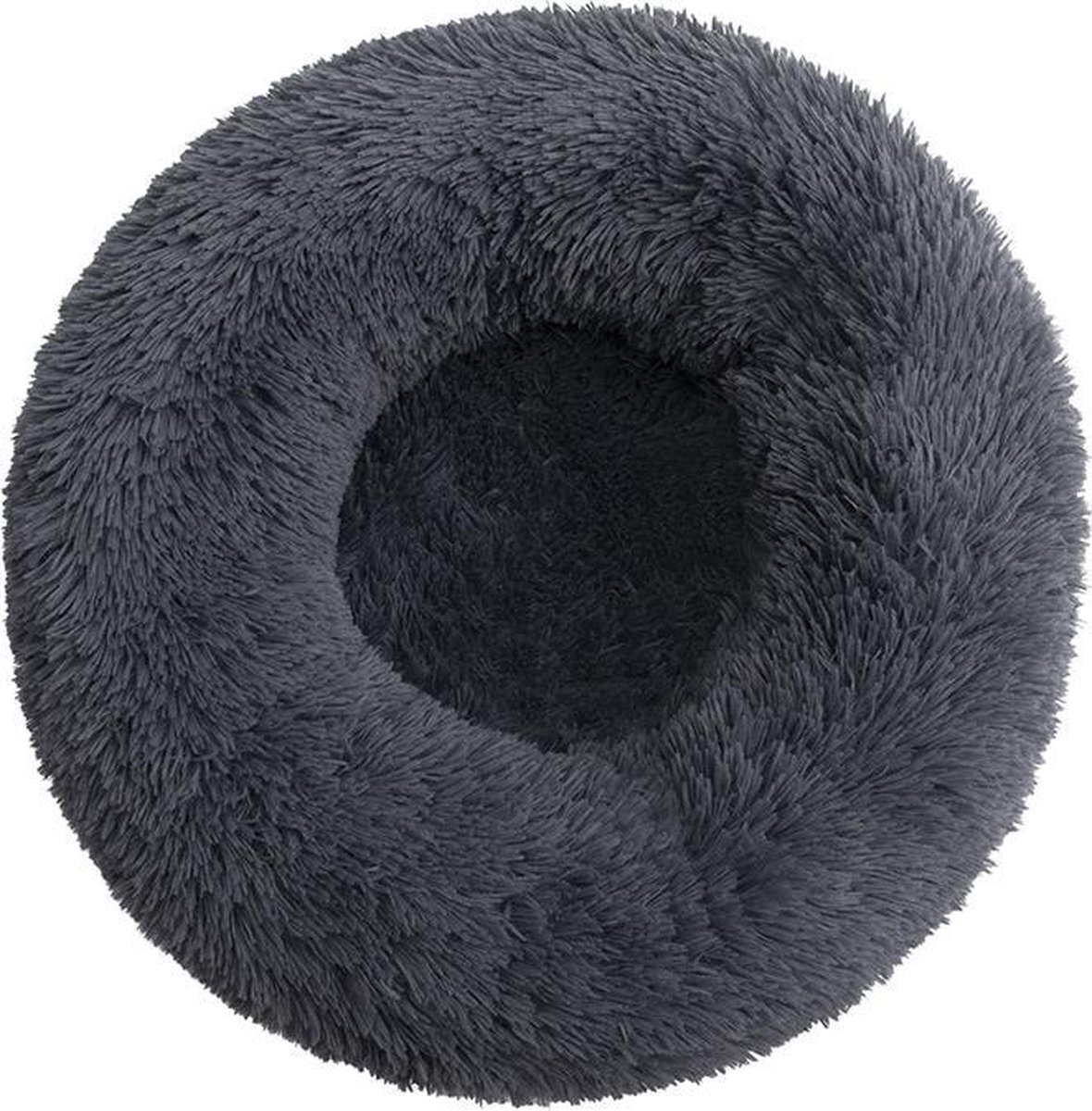 BEESSIES BEESSIES® donut hondenmand/kattenmand 50 cm - wasbare hoes - Antraciet donkergrijs - huisdierbed hond kat mand