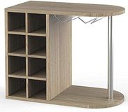 BAKAJI Wijnrek voor wijnflessen, sterke drank, voor muur of tafel, houten frame voor kelder met 2 planken voor 8 flessen, plank en wijnglashouder van metaal, 42 x 52 x 28 cm (eiken)