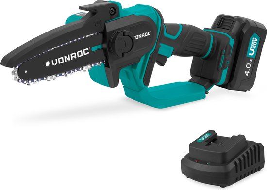 VONROC Mini Kettingzaag 20V – 152mm - Incl. 4.0Ah accu en snellader