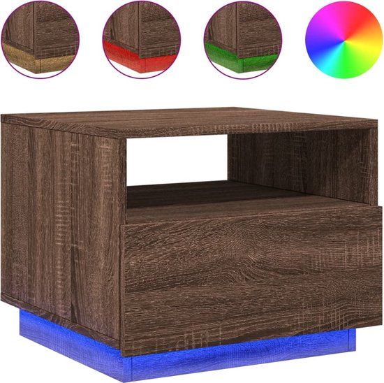 vidaXL Salontafel met LED-verlichting 50x49x40 cm bruin eikenkleur