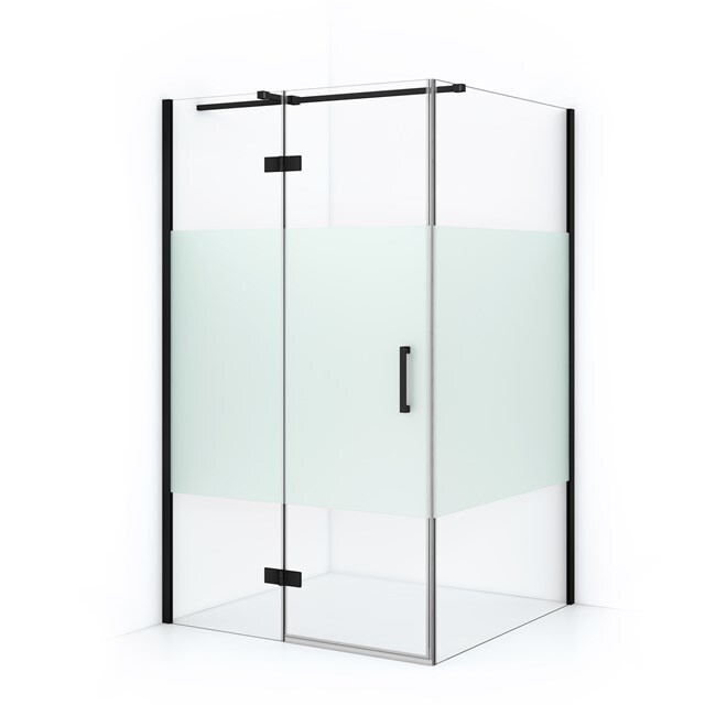 Maxaro Douchecabine Diamond 110x100cm 8mm Helder Veiligheidsglas met Matte Strook Mat Zwart