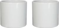Mica Decorations Bloempot - 2x stuks - wit - glans - keramiek - 17 x 14 cm