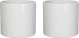 Mica Decorations Bloempot - 2x stuks - wit - glans - keramiek - 17 x 14 cm
