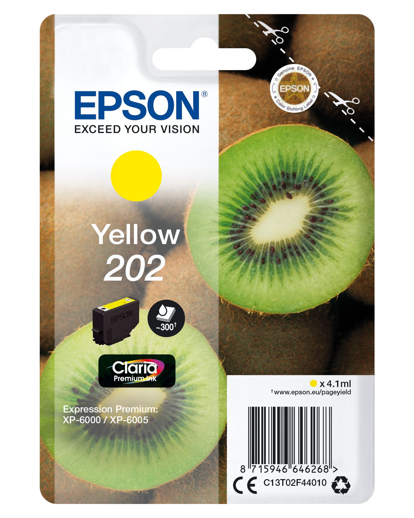 Epson 202 Yellow Ink Cartridge - Original - C13T02F44010