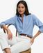 Superdry Damen Oxford Langarmhemd Schmale Passform Blau Größe 40