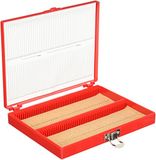 neoLab 2-2436 Objectdrager-box voor 100 OT, PS, rood