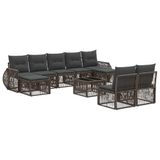 vidaXL Tuinbank Set 10 st Grijs en Donkergrijs poly rattan