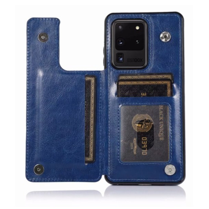 WeFor WeFor Samsung Galaxy S9 Plus Retro Leren Flip Case Portefeuille - Wallet PU Leer Cover Cas Hoesje Blauw
