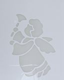 Bellatio Decorations Kerst raamsjabloon engel met bel - wit - 35 cm - raamdecoratie - kerstversiering - sneeuwspray sjabloon