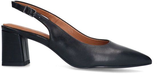 No Stress Dames Zwarte leren slingbacks Maat 42