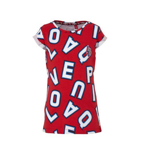 Quapi T-shirt Aisha met all over print rood/wit/blauw