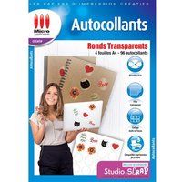 Micro Application - Ronde transparante stickers - 4 vellen A4 - 96 stickers - Ø 4 cm