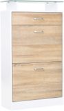 HOMCOM Klapbare schoenenkast Hout 60x24x105cm Beige