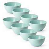 PlasticForte Schaaltjes - 8x - kunststof - kommetjes - dessert/ontbijt - D14 x H6 cm - mintgroen