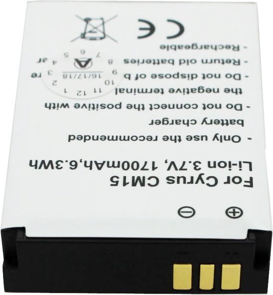 Batterij geschikt voor de Cyrus CM15 batterij CYR10015, 3,7 volt 1700mAh