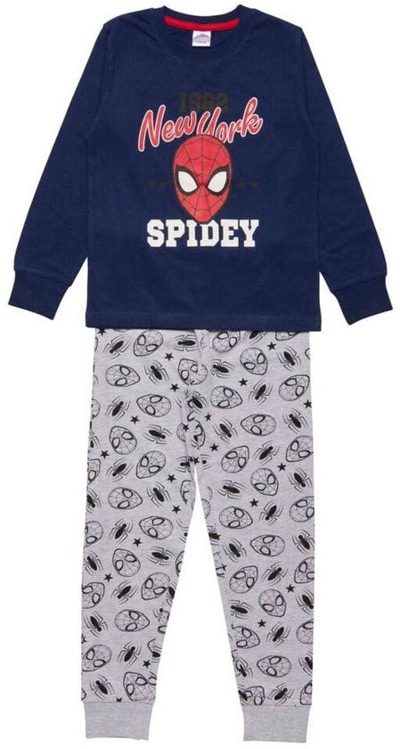 4KidsOnly Cookie Company Spiderman Pyjama Maat 98/104 Katoen Blauw Grijs Unisex Lange Mouw
