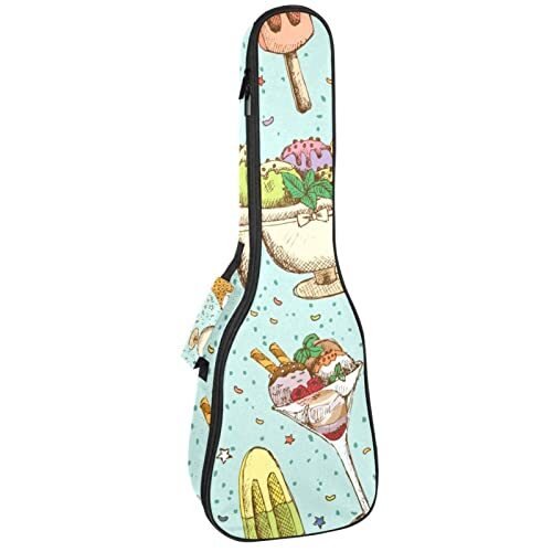 Mersov Tenor Ukulele Gigbag Waterdichte Ukelele Case Gewatteerde Rugzak, Geweldig voor Sopraan Concert (21/23/24") Ijs Dessert Kleine Sterren Blauw