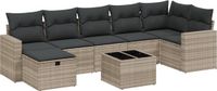 vidaXL 8-delige Loungeset met Kussens Poly Rattan Lichtgrijs