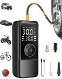 Elektrische luchtpomp met accu, draagbare mini-compressor met manometer en dubbel led-display, 12 V DC elektrische fietspomp voor auto's, motorfietsen, fietsen en ballen