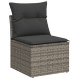VidaXL 6-delige Loungeset met kussens, poly rattan, grijs
