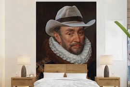 Nr1Wallpaper Behang - Fotobehang Willem van Oranje - Adriaen Thomasz - Hoed - Breedte 195 cm x hoogte 300 cm