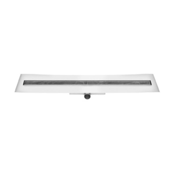 Easy Drain Compact 50 FF tegelgoot RVS met enkele plaat RVS waterslot 50mm 140cm inbouw diepte 93mm met zijuitloop EDCOMTFF 1400-50