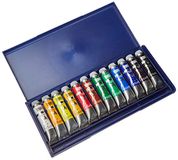 Maimeri Doos van kunststof met 12 buizen, 20 ml, verschillende kleuren, fijne temperatuur, meerkleurig, 20 ml (1 stuk)