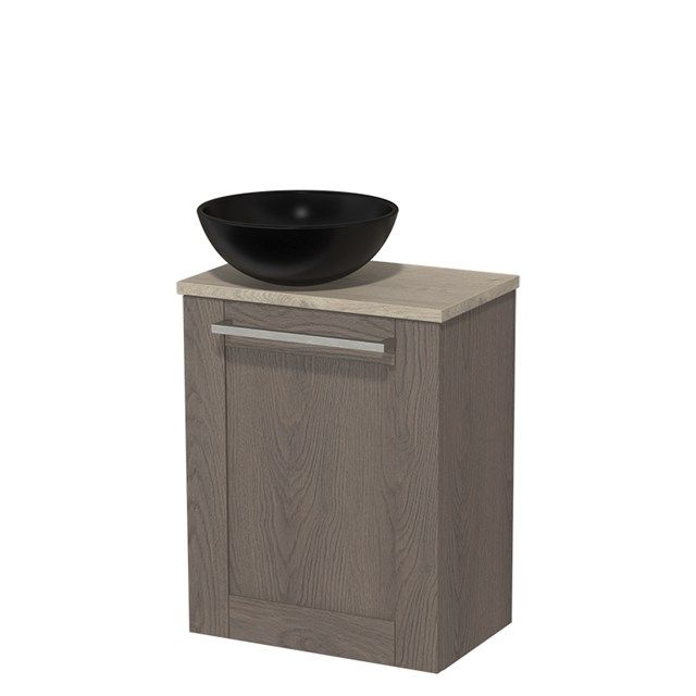 Maxaro Modulo Toiletmeubel 41cm - Donkerbruin Eiken - Lichtgrijs Eiken