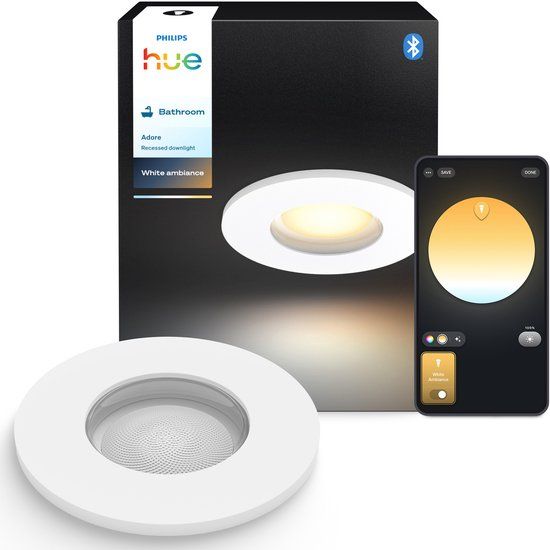 Philips Hue Adore Badkamer Inbouwspot - Warm- tot Koelwit Licht - 1-pack - Wit