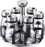 Westmark Lisbon Kruidenorganizer – Praktische 7–delige kruidenstrooiset met carrousel, Rond, Draaibaar met groot handvat, Kruidenpotten à 125 ml