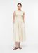 comma Jurk lichtbeige katoen lange mouw ronde hals kuithoogte 40