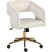 Fauteuil de bureau roulant en velours aspect crème, réglable en hauteur, avec fonction bascule