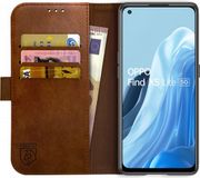 Rosso Element Book Case Wallet Hoesje Geschikt voor Oppo Find X5 Lite | Portemonnee | 3 Pasjes | Magneetsluiting | Stand Functie | Bruin
